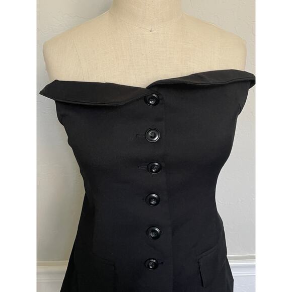 Pixie Market Black Vest Strapless Button Top - Picture 9 of 10